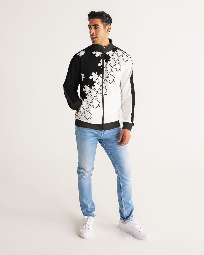 Puzzle Piece Stripe-Sleeve Track Jacket