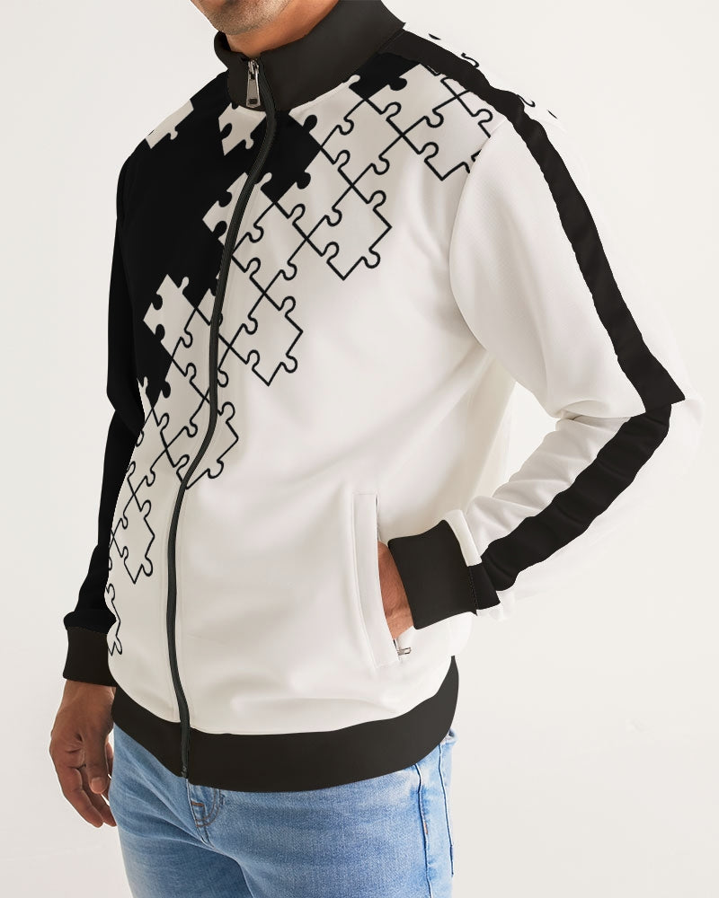 Puzzle Piece Stripe-Sleeve Track Jacket